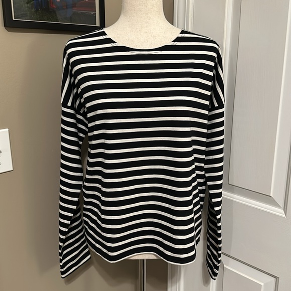 Saint James® X J.Crew Structured T-shirt in Tilly Stripe Black Natural - Picture 4 of 9